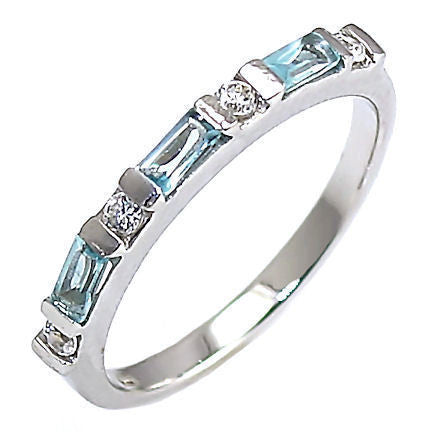 Loretta: 0.72ct Aquamarine & Ice on Fire CZ Stackable Band Ring - 1000Jewels.com
