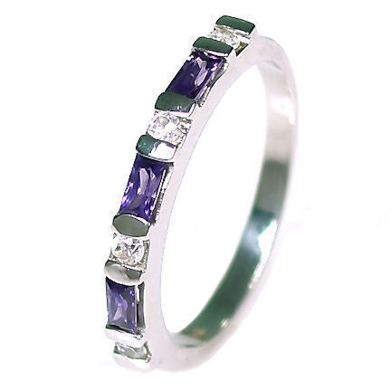 Loretta: 0.72ct Amethyst & Ice on Fire CZ Stackable Band Ring - 1000Jewels.com
