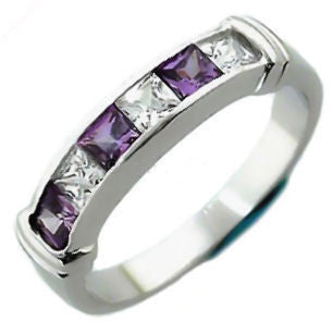 Amadora: 1.05ct Amethyst & Ice on Fire CZ Channel Band Ring - 1000Jewels.com