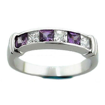 Amadora: 1.05ct Amethyst & Ice on Fire CZ Channel Band Ring - 1000Jewels.com