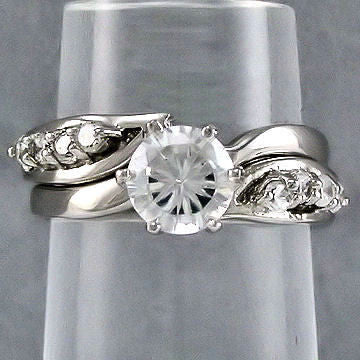 Elisa: 1.24ct Ice on Fire Russian CZ Wedding Ring Set 925 Silver - 1000Jewels.com