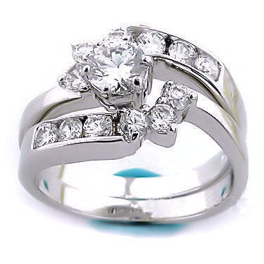 Nadia: 1.7ct Ice on Fire CZ Wrap Around Wedding Ring Set - 1000Jewels.com