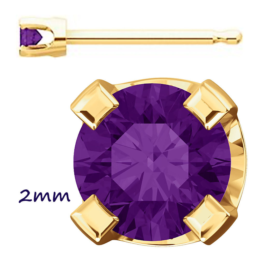 Genuine Natural Amethyst 4-Prong Stud Earrings 14K Yellow Gold - 1000Jewels.com