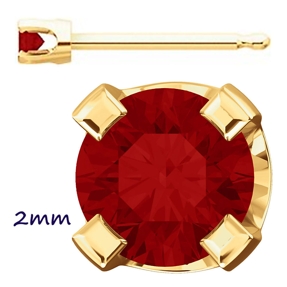 Trustmark Created Red Ruby 4-Prong Stud Earrings 14K Yellow Gold - 1000Jewels.com