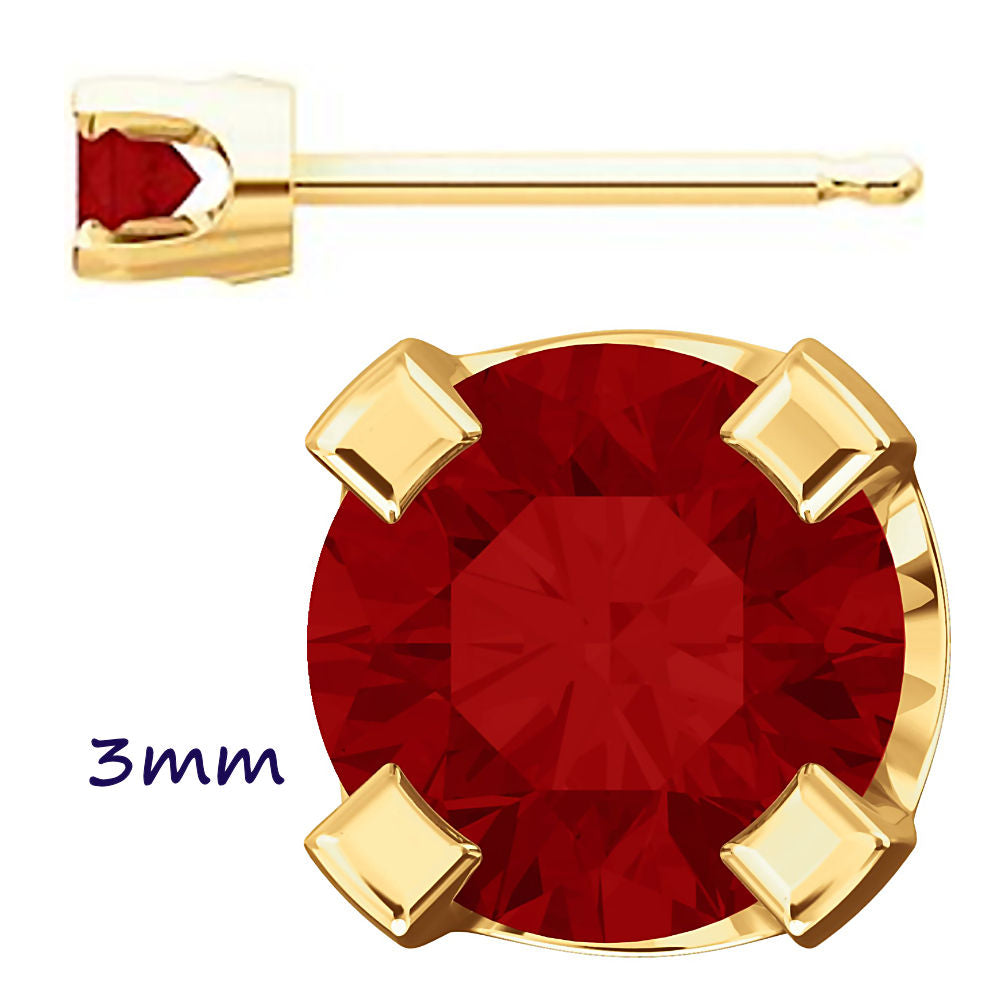 Trustmark Created Red Ruby 4-Prong Stud Earrings 14K Yellow Gold - 1000Jewels.com