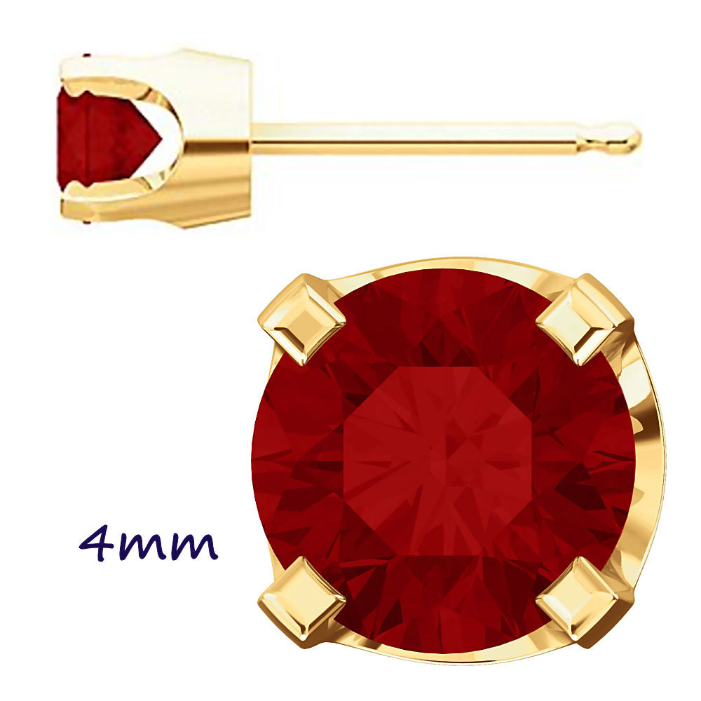 Trustmark Created Red Ruby 4-Prong Stud Earrings 14K Yellow Gold - 1000Jewels.com