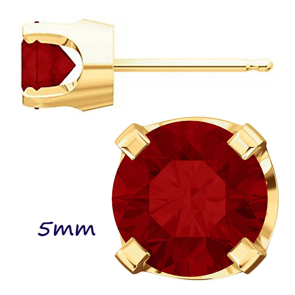 Trustmark Created Red Ruby 4-Prong Stud Earrings 14K Yellow Gold - 1000Jewels.com