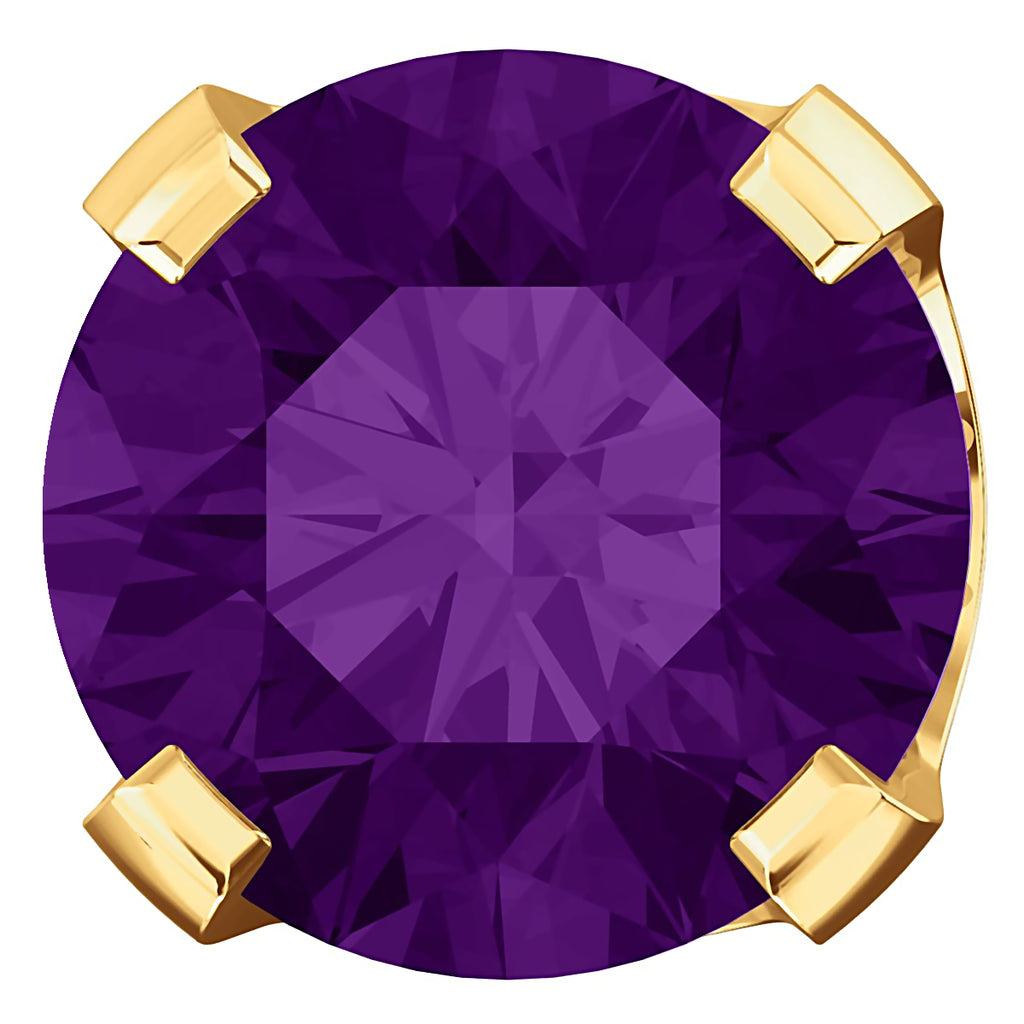 Genuine Natural Amethyst 4-Prong Stud Earrings 14K Yellow Gold - 1000Jewels.com