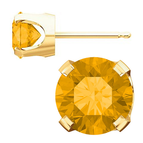 Genuine Natural Citrine 4-Prong Stud Earrings 14K Yellow Gold - 1000Jewels.com