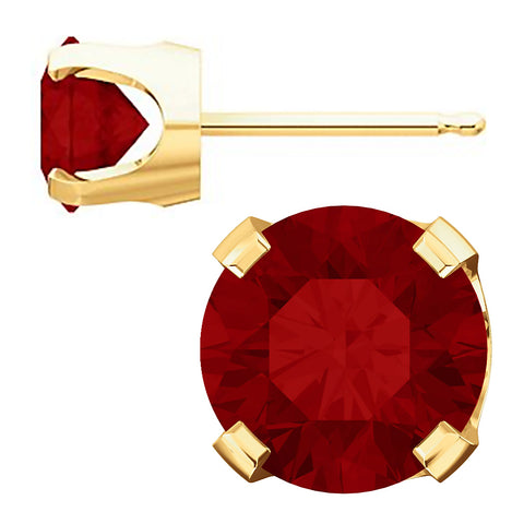 Genuine Natural Garnet 4-Prong Stud Earrings 14K Yellow Gold - 1000Jewels.com