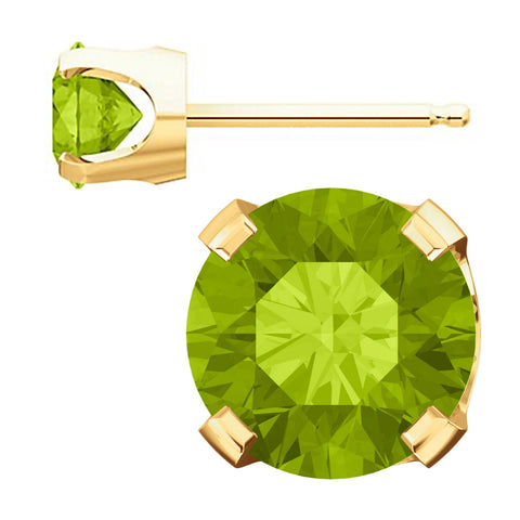 Trustmark Natural Peridot 4-Prong Stud Earrings 14K Yellow Gold - 1000Jewels.com