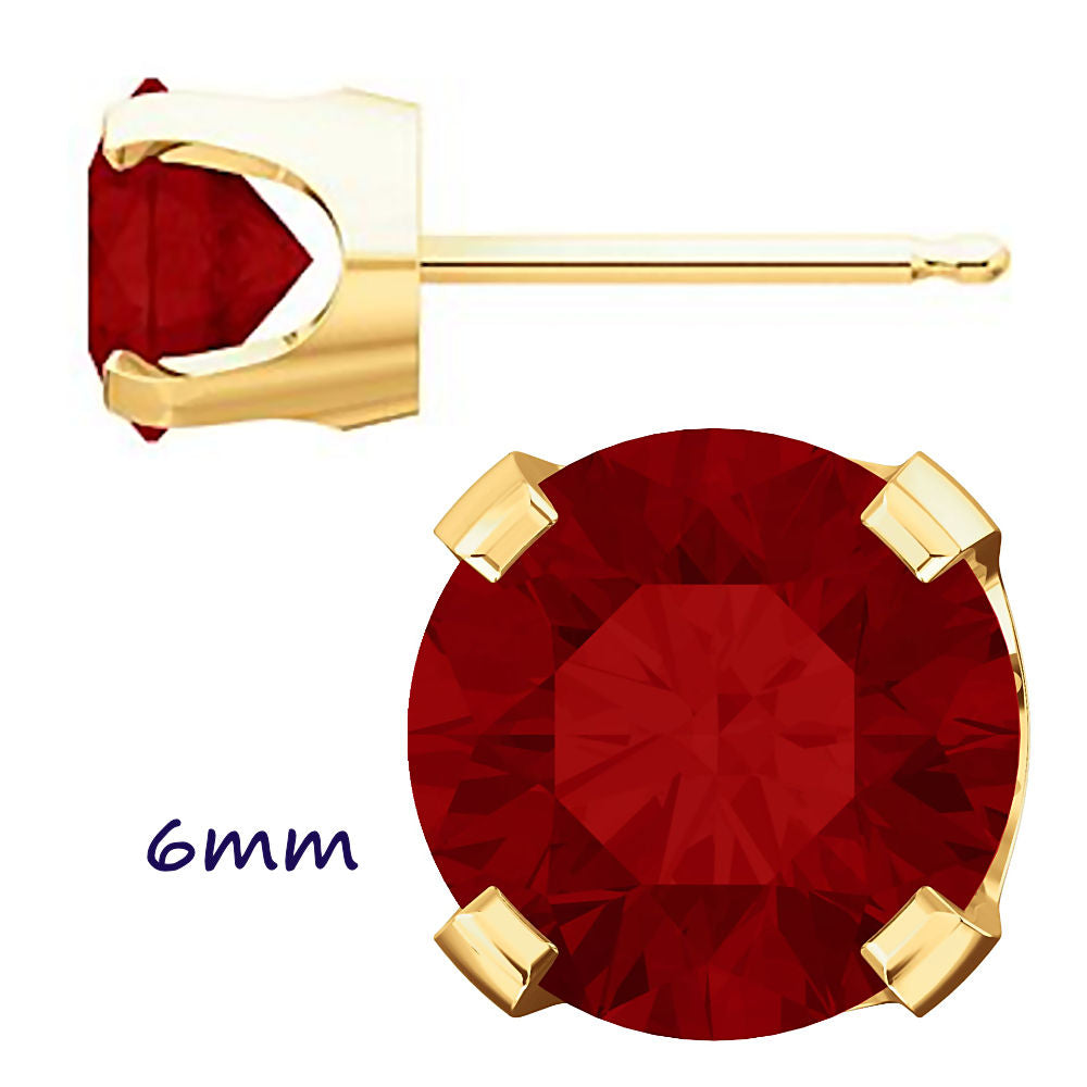 Trustmark Created Red Ruby 4-Prong Stud Earrings 14K Yellow Gold - 1000Jewels.com