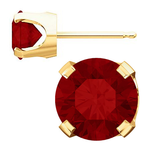 Trustmark Created Red Ruby 4-Prong Stud Earrings 14K Yellow Gold - 1000Jewels.com