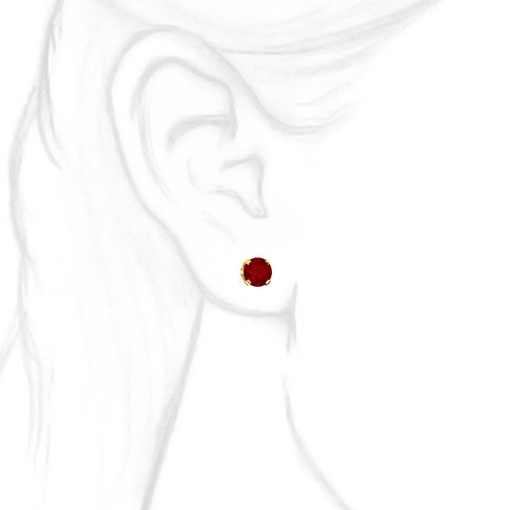 Trustmark Created Red Ruby 4-Prong Stud Earrings 14K Yellow Gold - 1000Jewels.com