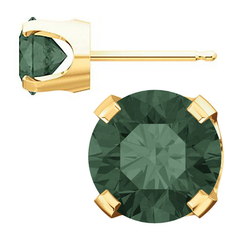 Color Change Chatham Created Alexandrite 4-Prong Stud Earrings 14K Yellow Gold - 1000Jewels.com