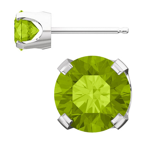 Trustmark Natural Peridot 4-Prong Stud Earrings 14K White Gold - 1000Jewels.com