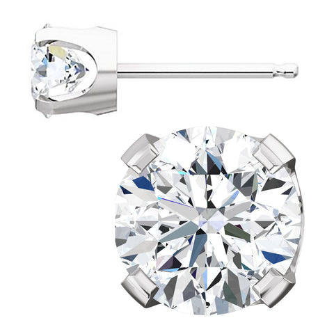 Ice on Fire CZ 4-Prong Stud Earrings 14K White Gold - 1000Jewels.com