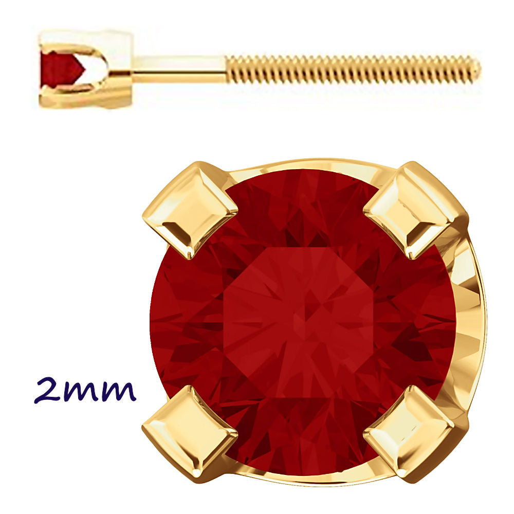 Natural Garnet 4-Prong Screw Back Stud Earrings 14K Yellow Gold - 1000Jewels.com