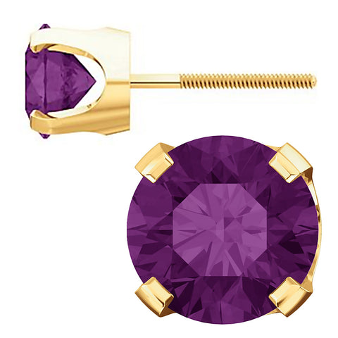 Trustmark Created Alexandrite Screw Back Earrings 14K Yellow Gold - 1000Jewels.com