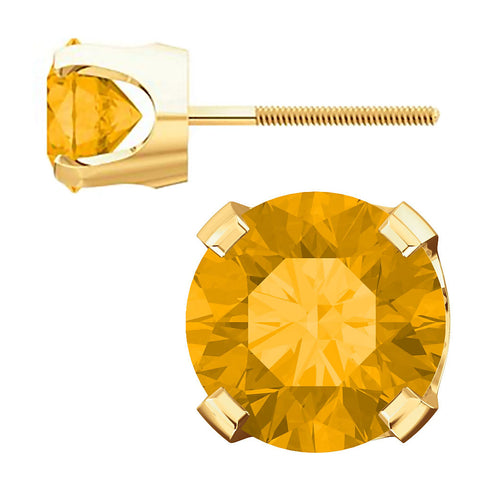 Natural Citrine 4-Prong Screw Back Stud Earrings 14K Yellow Gold - 1000Jewels.com