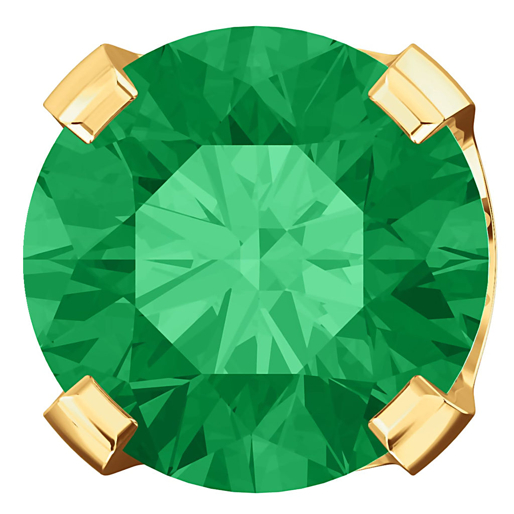 Trustmark Created Emerald 4-Prong Screw Back Stud Earrings 14K Yellow Gold - 1000Jewels.com