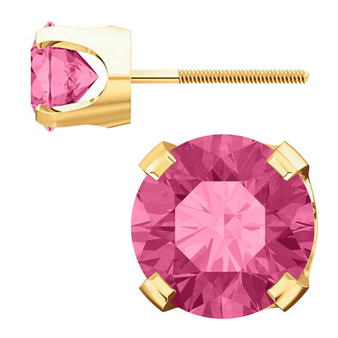 Simulated Tourmaline 4-Prong Screw Back Stud Earrings 14K Yellow Gold - 1000Jewels.com