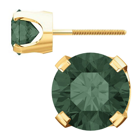 Color Change Chatham Created Alexandrite 4-Prong Screw Back Stud Earrings 14K Yellow Gold - 1000Jewels.com