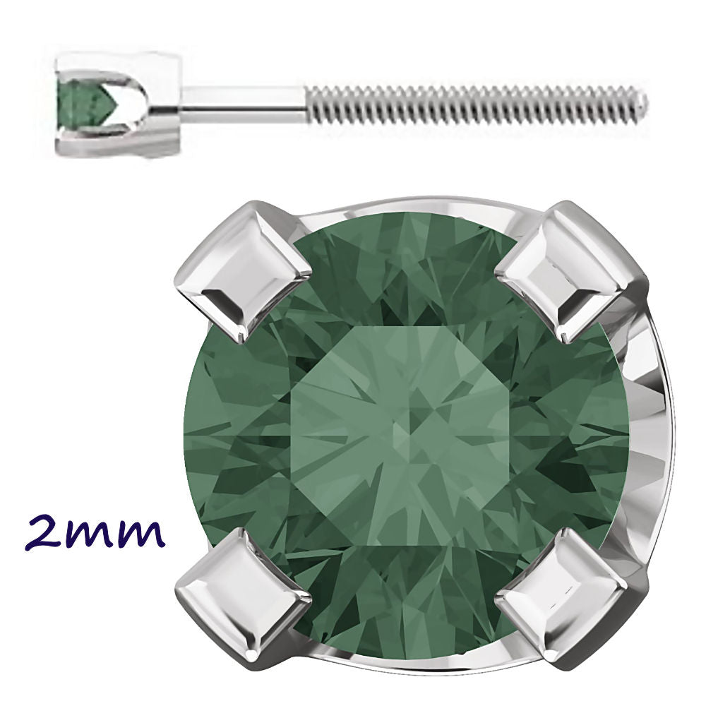 Color Change Chatham Created Alexandrite 4-Prong Screw Back Stud Earrings 14K White Gold - 1000Jewels.com