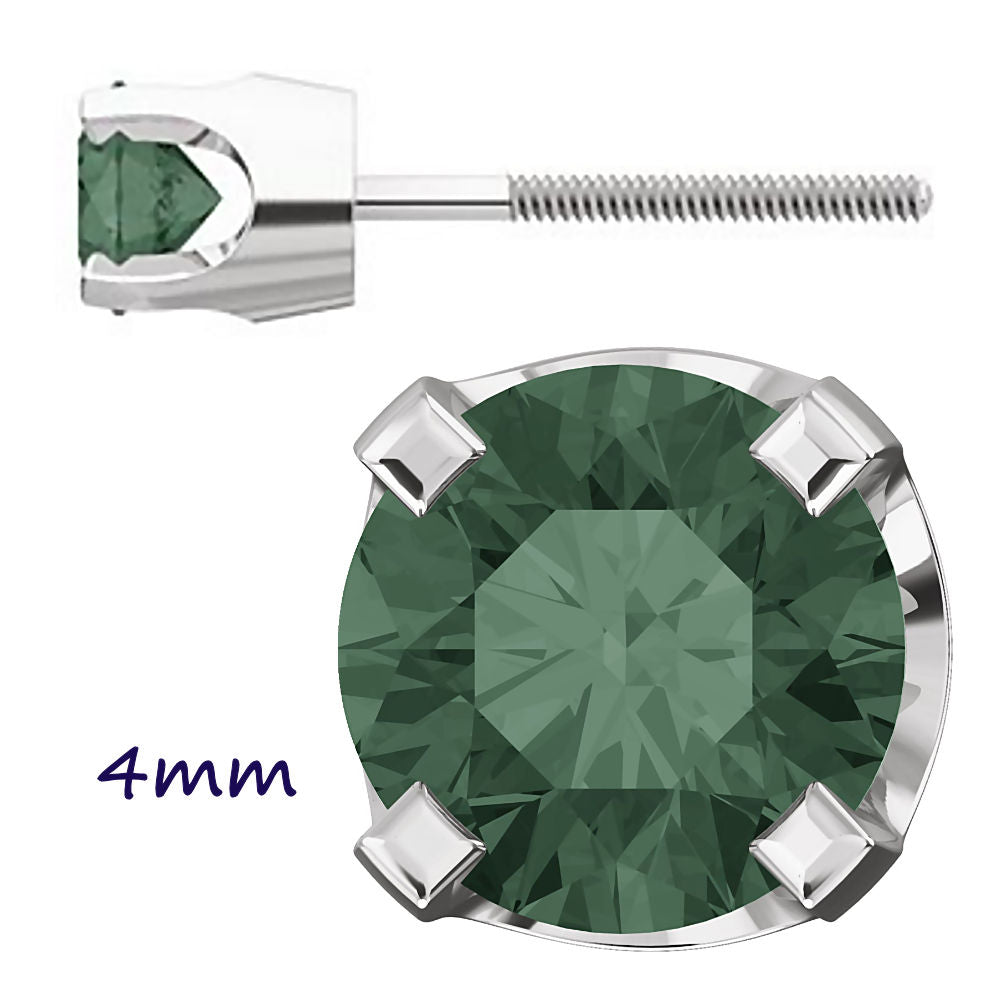 Color Change Chatham Created Alexandrite 4-Prong Screw Back Stud Earrings 14K White Gold - 1000Jewels.com