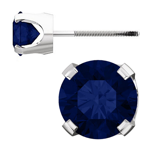 Trustmark Created Sapphire Screw Back Stud Earrings 14K White Gold - 1000Jewels.com