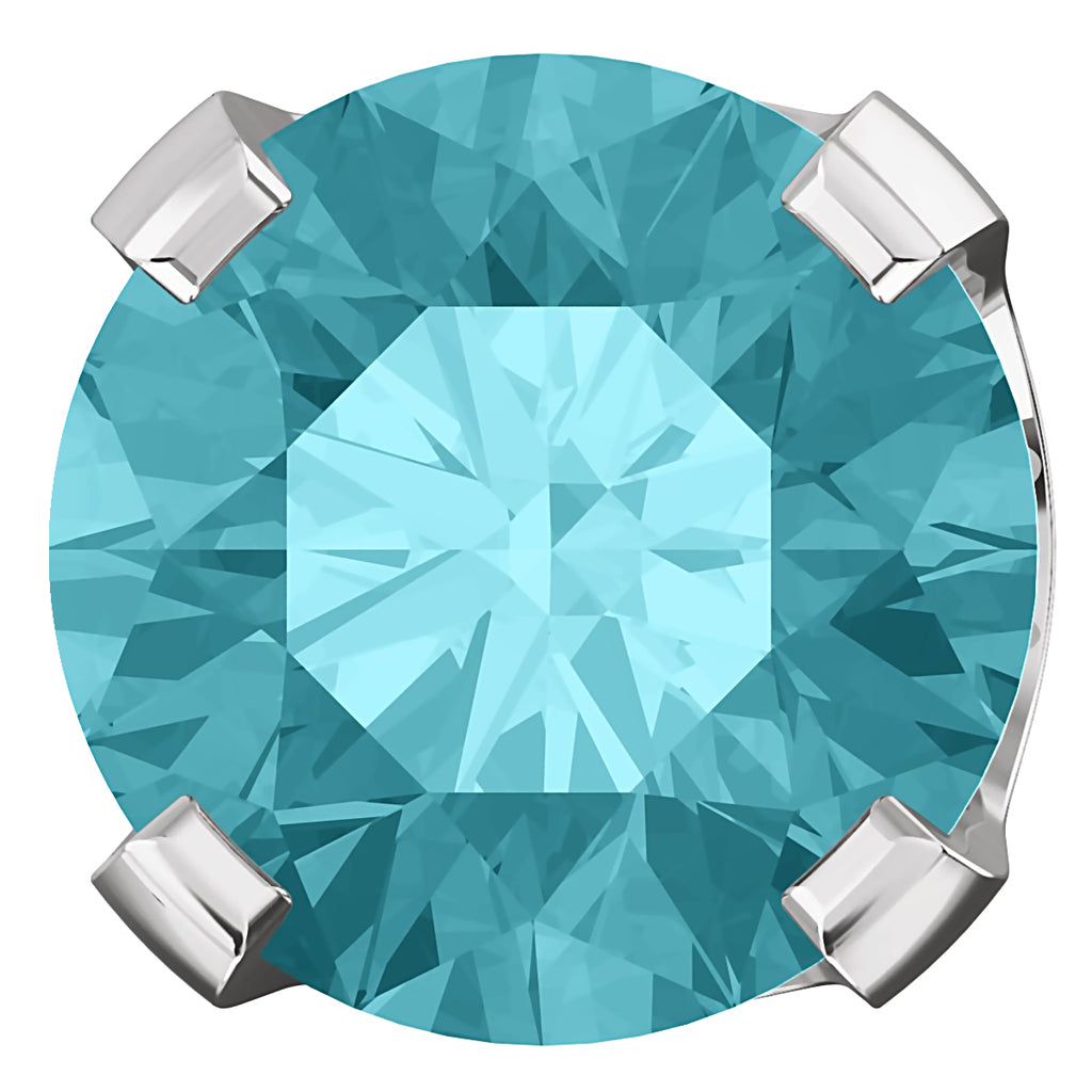 Natural Blue Zircon 4-Prong Screw Back Stud Earrings 14K White Gold - 1000Jewels.com
