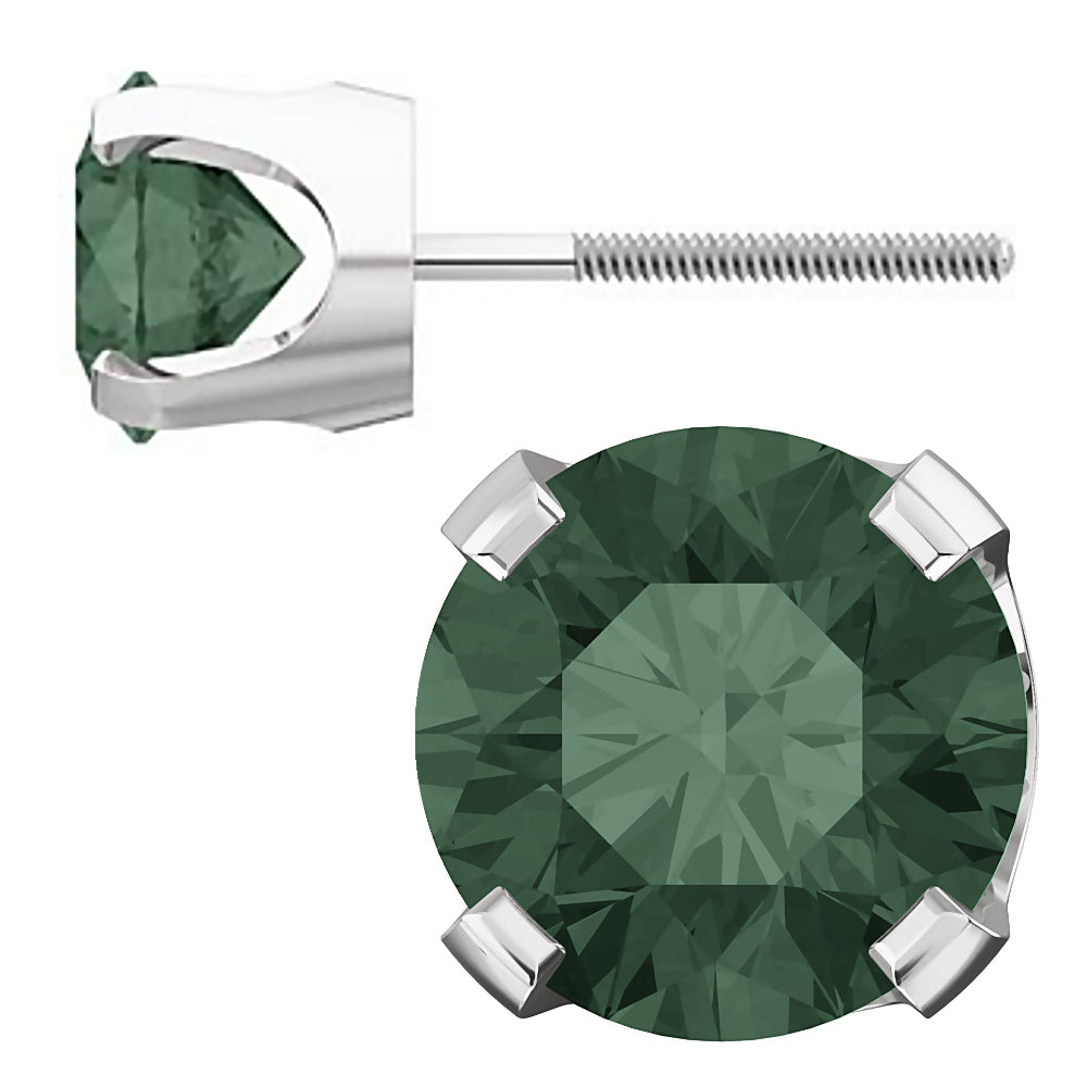 Color Change Chatham Created Alexandrite 4-Prong Screw Back Stud Earrings 14K White Gold - 1000Jewels.com