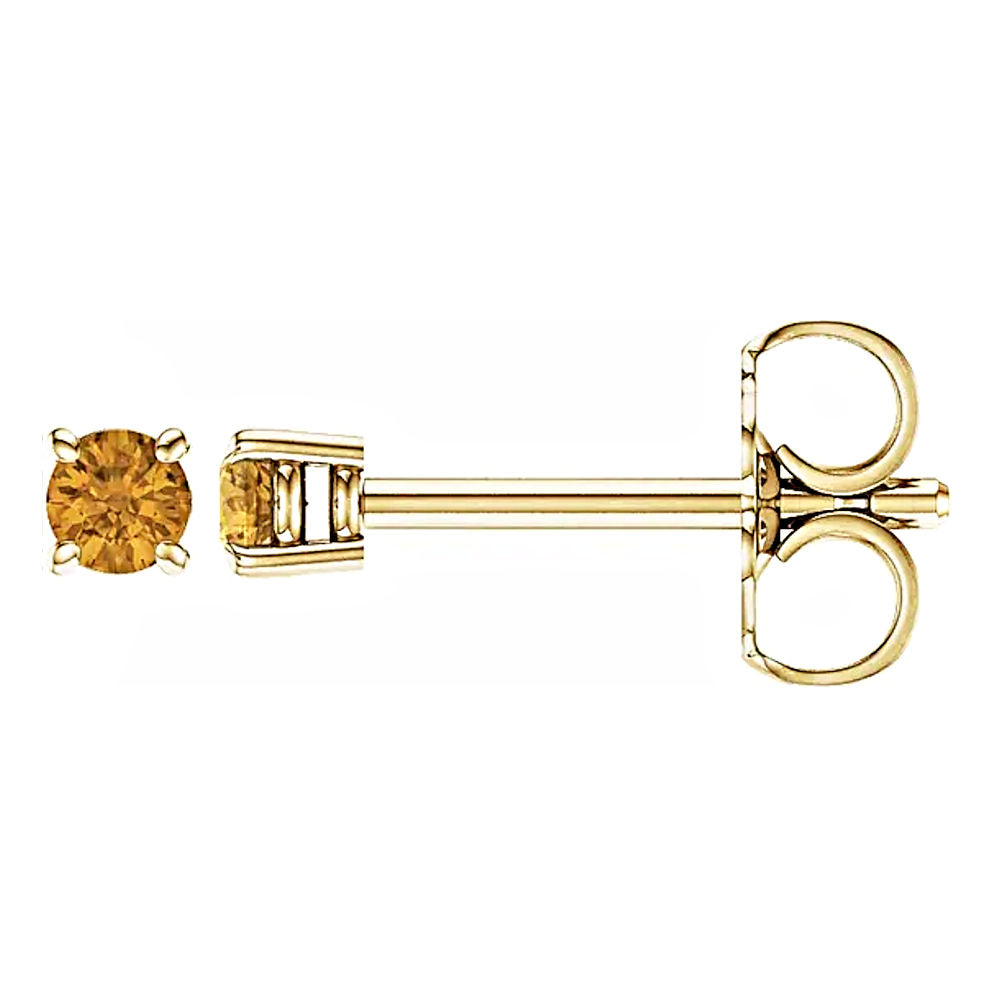 Natural Citrine 4-Prong Cast Basket Stud Earrings 14K Yellow Gold - 1000Jewels.com