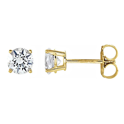 Ice on Fire CZ 4-Prong Cast Basket Stud Earrings 14K Yellow Gold - 1000Jewels.com