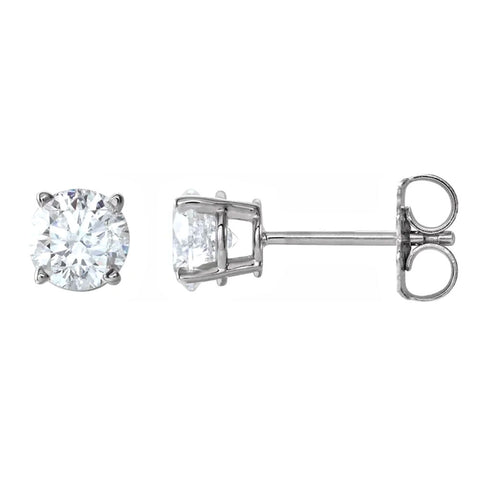 Ice on Fire CZ 4-Prong Cast Basket Stud Earrings 14K White Gold - 1000Jewels.com