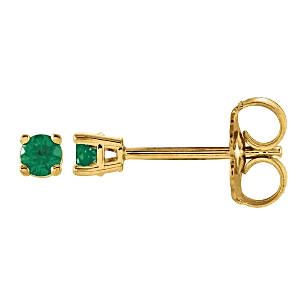 Chatham Created Emerald 4-Prong Cast Basket Stud Earrings 14K Yellow Gold - 1000Jewels.com