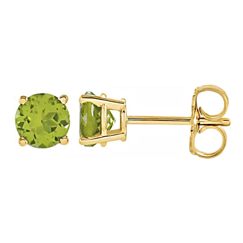 Natural Peridot 4-Prong Cast Basket Stud Earrings 14K Yellow Gold - 1000Jewels.com