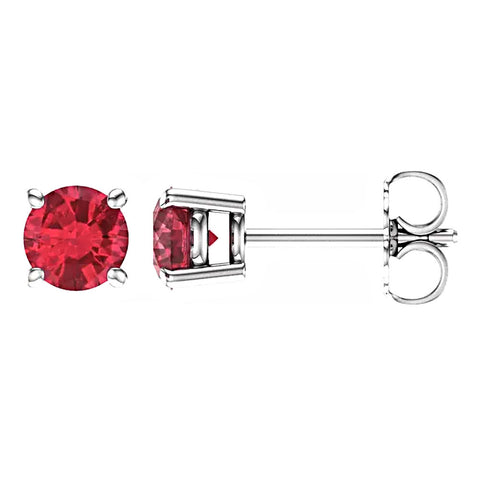 Chatham Created Ruby Cast Basket Stud Earrings 14K White Gold - 1000Jewels.com