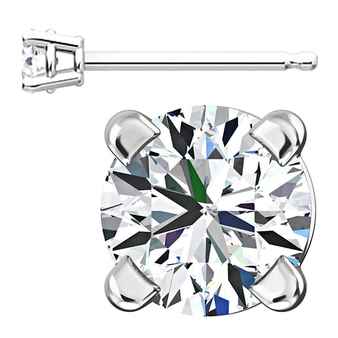 3mm, Brilliant Cut Ice on Fire Diamond CZ 14K White Gold Cast Basket Stud Earrings - 1000Jewels.com