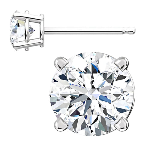 5mm, Brilliant Cut Ice on Fire Diamond CZ 14K White Gold Cast Basket Stud Earrings - 1000Jewels.com