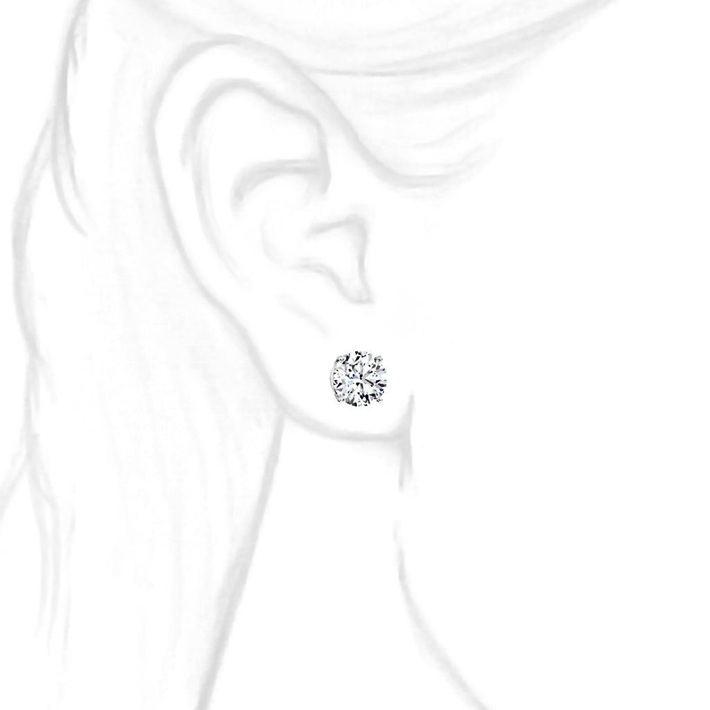 8mm, Brilliant Cut Ice on Fire Diamond CZ 14K White Gold Cast Basket Stud Earrings - 1000Jewels.com