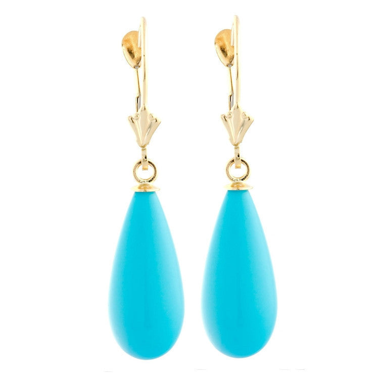18mm Sleeping Beauty Turquoise Teardrop Lever Back Earrings 14-20 GF - 1000Jewels.com