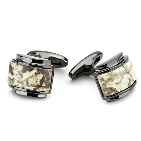 Oligoclase Stainless Steel IP Light Black Cufflink - 1000Jewels.com
