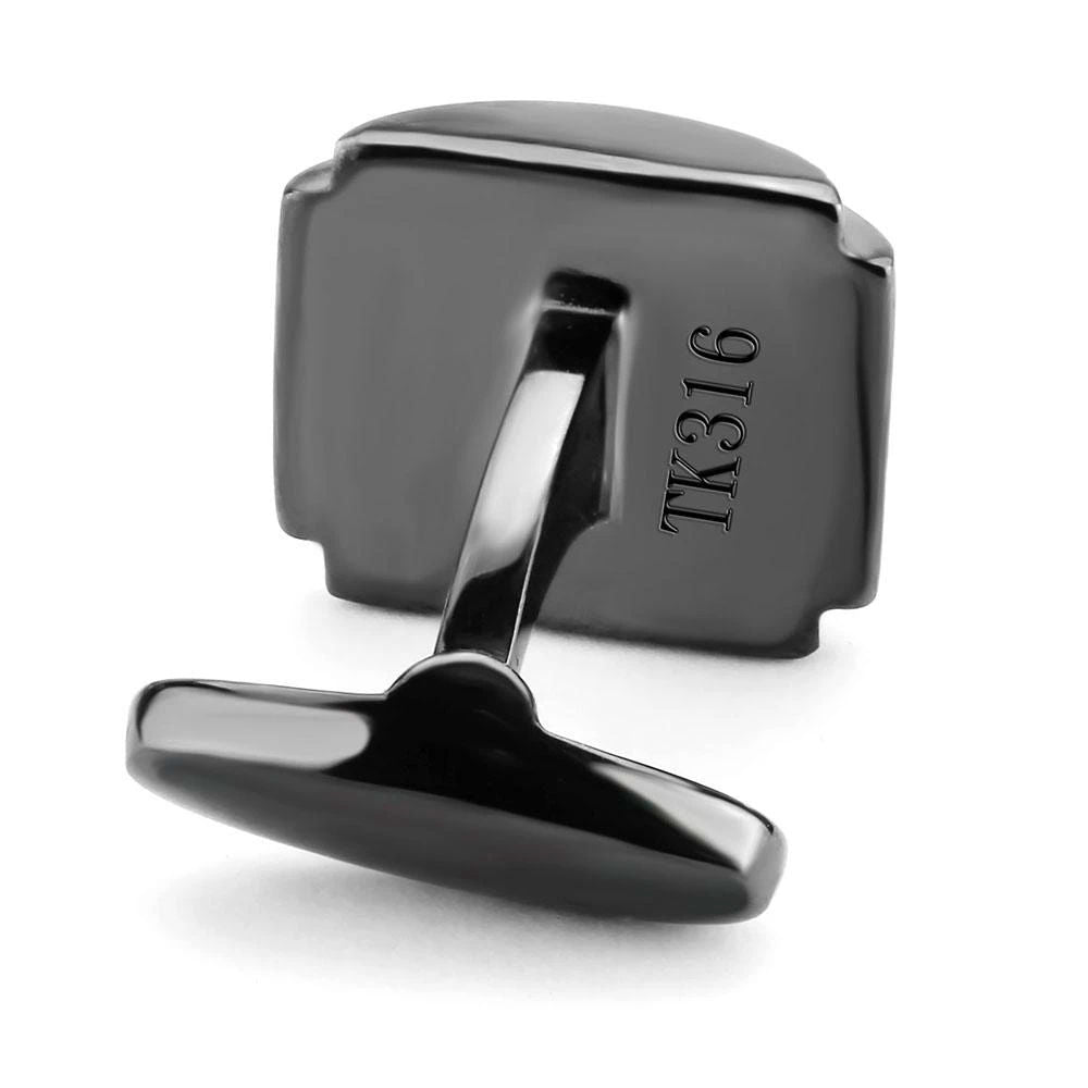 Oligoclase Stainless Steel IP Light Black Cufflink - 1000Jewels.com