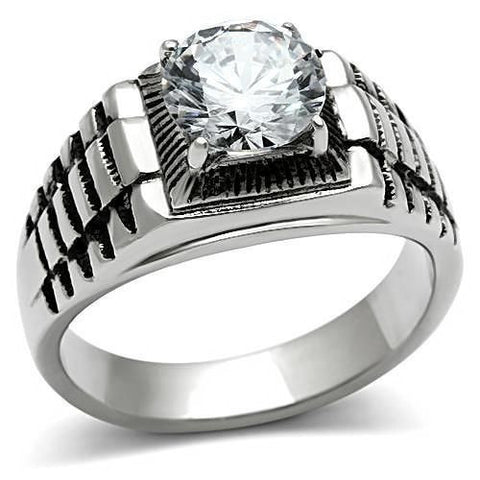 Nolan: 2.0ct Russian Ice on Fire CZ Diamond Step Band 316 Steel Ring - 1000Jewels.com