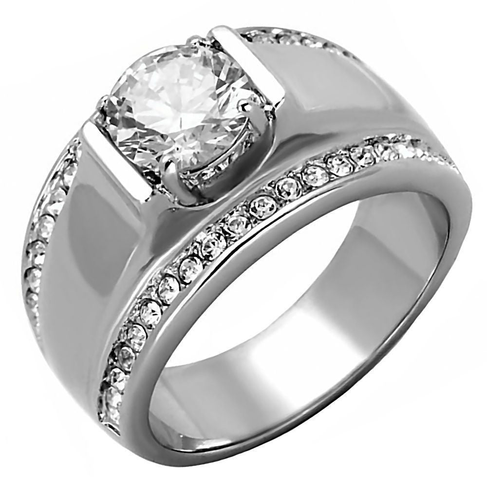 Nathan: Mens 2.66ct Russian IOF CZ Solitaire Design Semi-Eternity Ring - 1000Jewels.com