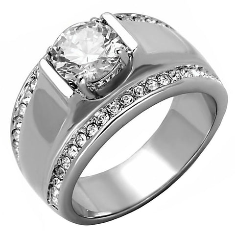 Nathan: Mens 2.66ct Russian IOF CZ Solitaire Design Semi-Eternity Ring - 1000Jewels.com