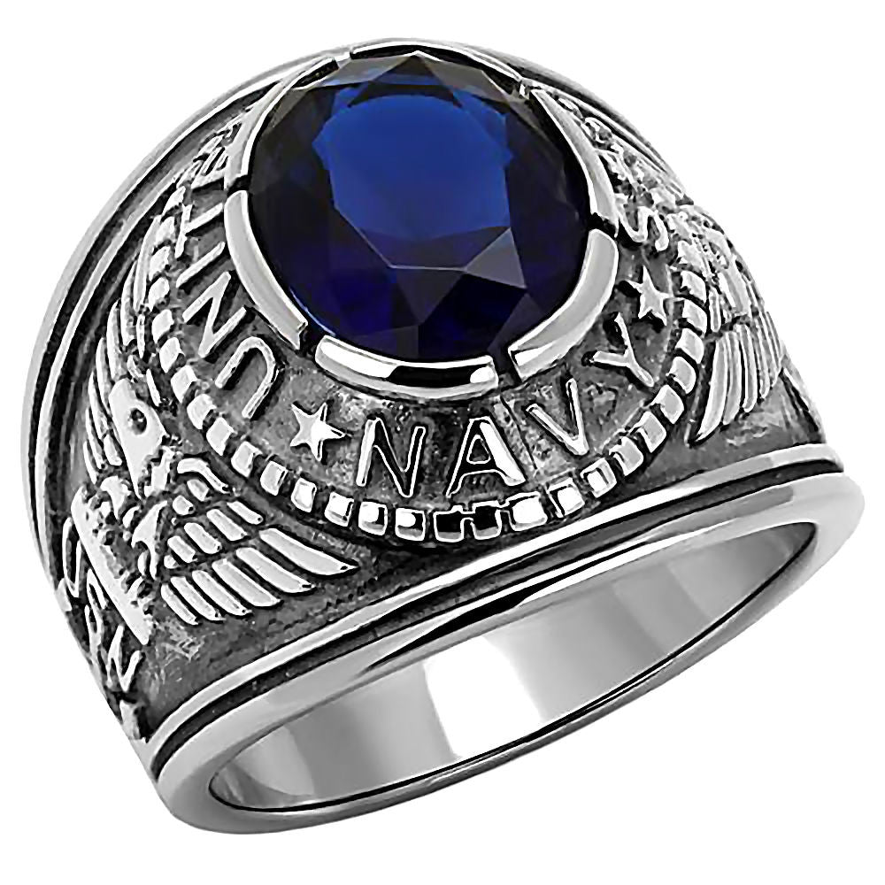 Navy: Mens US Navy Military Service Ring 316L Steel Anchors n Eagles - 1000Jewels.com