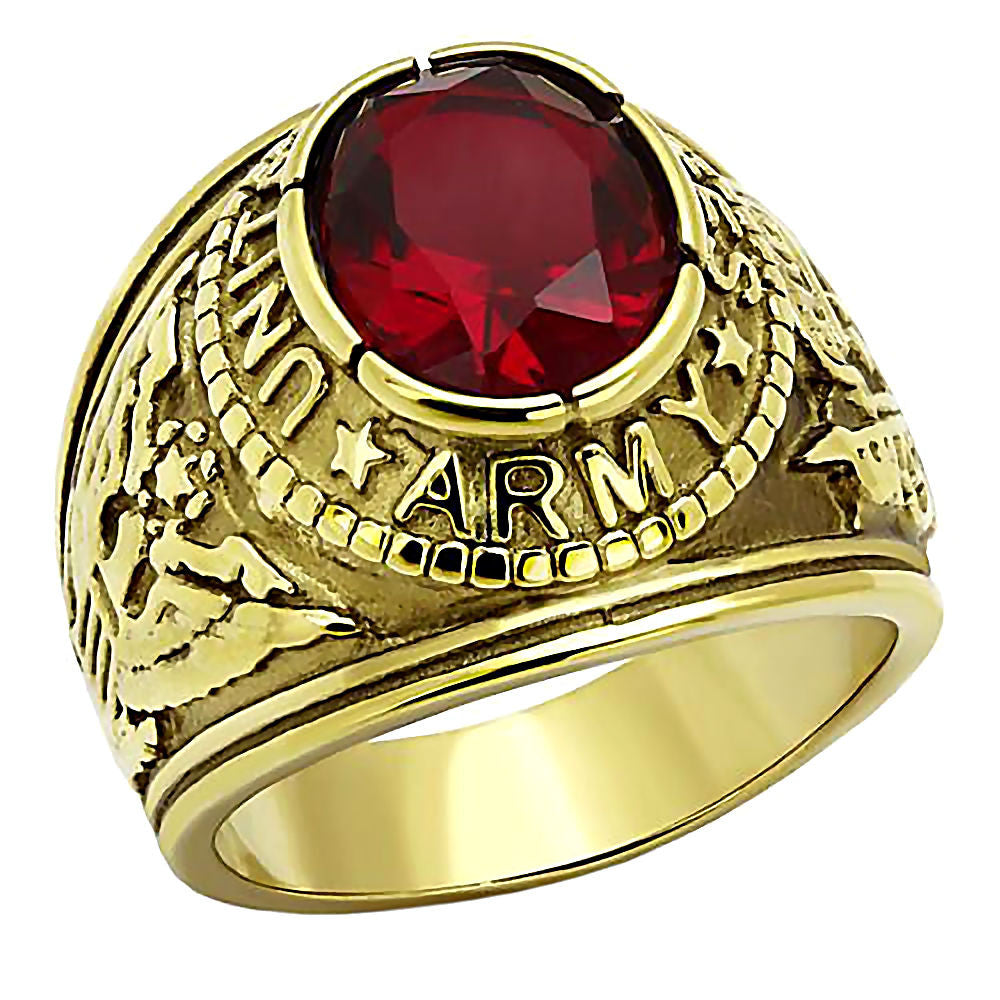 Army G: Mens US Army Military Service Ring 316L Steel & IP 14K Gold - 1000Jewels.com