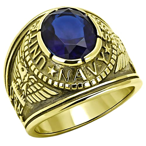 Navy G: Mens US Navy Military Service Ring 316L Steel & IP 14K Gold - 1000Jewels.com